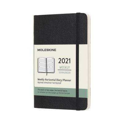 Moleskine 2021 12-Month Weekly Pocket Softcover Horizontal Diary: Black