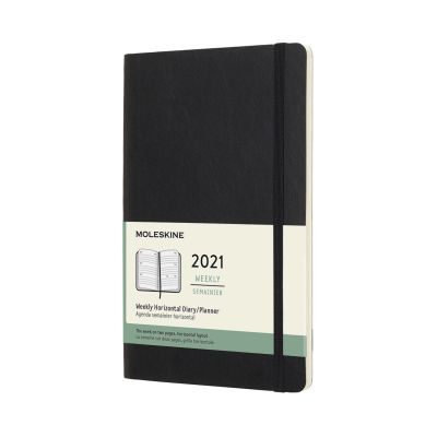 Moleskine 2021 12-Month Weekly Large Softcover Horizontal Diary: Black
