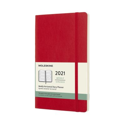 Moleskine 2021 12-Month Weekly Large Softcover Horizontal Diary: Scarlet Red