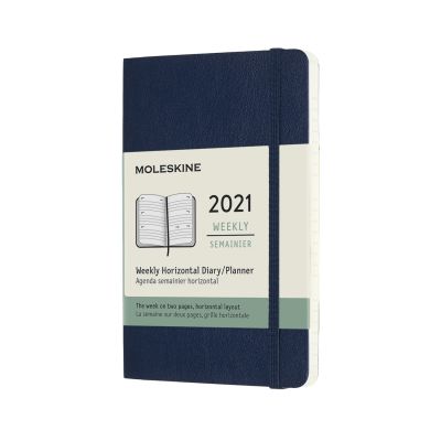 Moleskine 2021 12-Month Weekly Pocket Softcover Horizontal Diary: Sapphire Blue