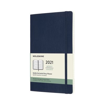Moleskine 2021 12-Month Weekly Large Softcover Horizontal Diary: Sapphire Blue