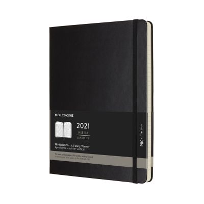 Moleskine 2021 12-Month Pro Weekly Extra Large Hardcover Vertical Diary: Black