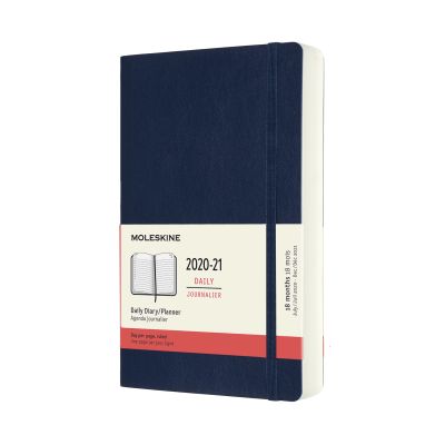 Moleskine 2021 18-Month Daily Large Softcover Diary: Sapphire Blue