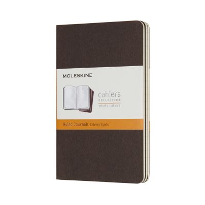 Moleskine Coffee Brown Pocket Ruled Cahier Journal (set Of 3)