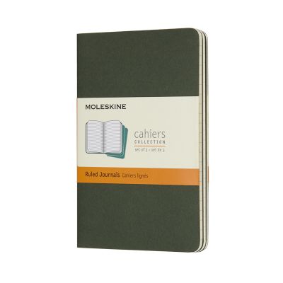 Moleskine Myrtle Green Pocket Ruled Cahier Journal (Set of 3)