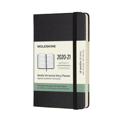 Moleskine 2021 18-Month Weekly Pocket Hardcover Horizontal Diary: Black