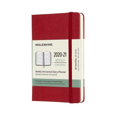 Moleskine 2021 18-Month Weekly Pocket Hardcover Horizontal Diary: Scarlet Red
