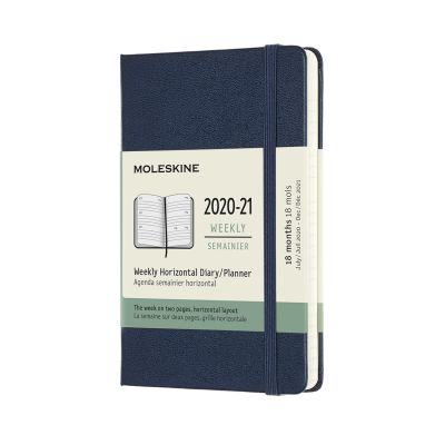Moleskine 2021 18-Month Weekly Pocket Hardcover Horizontal Diary: Sapphire Blue