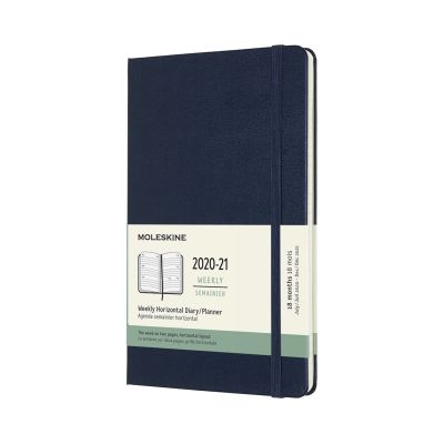 Moleskine 2021 18-Month Weekly Large Hardcover Horizontal Diary: Sapphire Blue