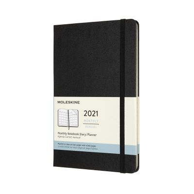 Moleskine 2021 12-Month Monthly Large Hardcover Diary: Black