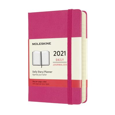 Moleskine 2021 12-Month Daily Pocket Hardcover Diary: Bougainvillea Pink