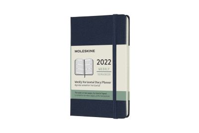Moleskine 2022 12-Month Weekly Pocket Hardcover Horizontal Notebook: Sapphire Blue