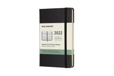 Moleskine 2022 12-Month Weekly Pocket Hardcover Vertical Notebook: Black