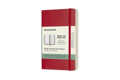 Moleskine 2022 18-Month Weekly Pocket Softcover Notebook: Scarlet Red
