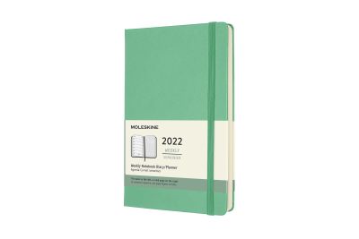 Moleskine 2022 12-Month Weekly Large Hardcover Notebook: Ice Green