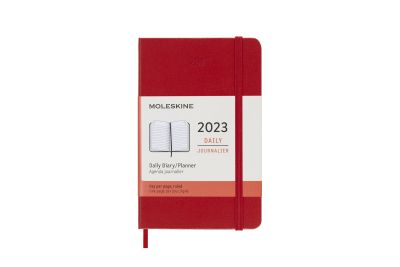 Moleskine 2023 12-Month Daily Pocket Hardcover Notebook: Scarlet Red