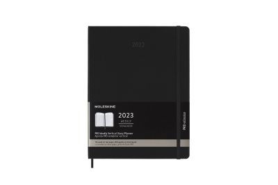 Moleskine 2023 PRO 12-Month Weekly Vertical Extra Large Hardcover Notebook: Black