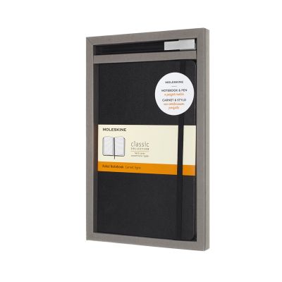 Moleskine Large Ruled Black Notebook Hard And Roller Gel Pen .7mm Medium Tip