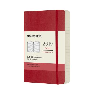 2019 Moleskine Scarlet Red Pocket Daily 12-month Diary Soft