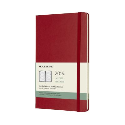 2019 Moleskine Scarlet Red Horizontal Large Weekly 12-month Diary Hard