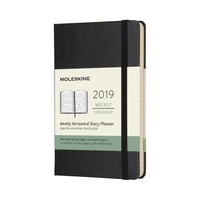 2019 Moleskine Black Horizontal Pocket Weekly 12-month Diary Hard