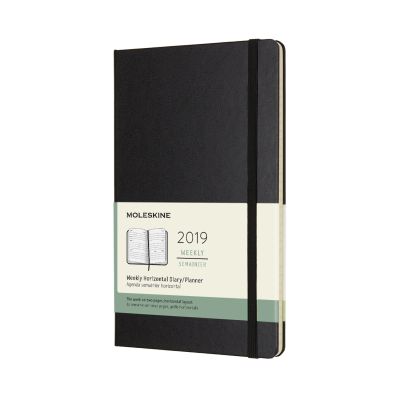 2019 Moleskine Black Horizontal Large Weekly 12-month Diary Hard