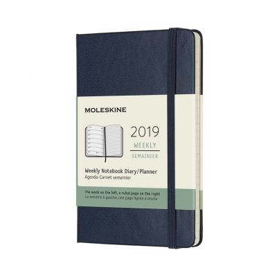 2019 Moleskine Notebook Sapphire Blue Pocket Weekly 12-month Diary Hard
