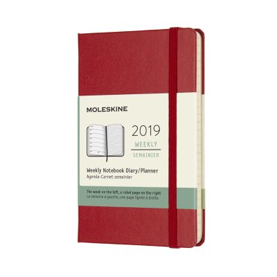 2019 Moleskine Notebook Scarlet Red Pocket Weekly 12-month Diary Hard