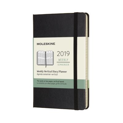 2019 Moleskine Black Vertical Pocket Weekly 12-month Diary Hard