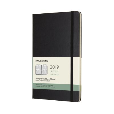 2019 Moleskine Black Vertical Large Weekly 12-month Diary Hard