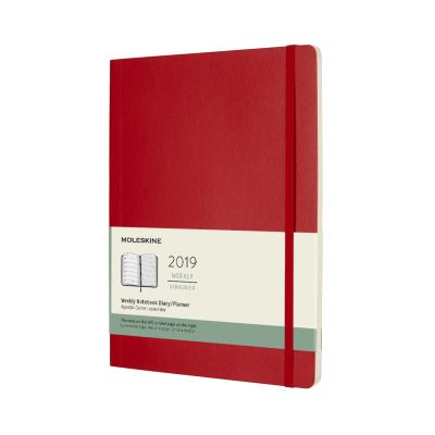 2019 Moleskine Notebook Scarlet Red Extra Large Weekly 12-month Diary Soft