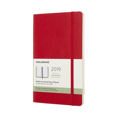 2019 Moleskine Horizontal Scarlet Red Large Weekly 12-month Diary Soft