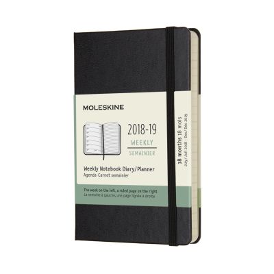 2019 Moleskine Notebook Black Pocket Weekly 18-month Diary Hard