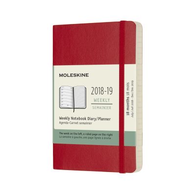 2019 Moleskine Notebook Scarlet Red Pocket Weekly 18-month Diary Soft