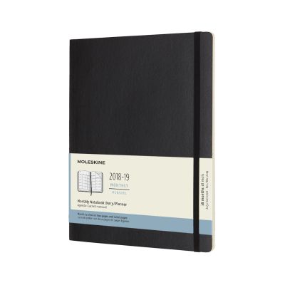 2019 Moleskine Notebook Black Extra Large Monthly 18-month Diary Soft