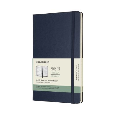 2019 Moleskine Notebook Sapphire Blue Large Weekly 18-month Diary Hard
