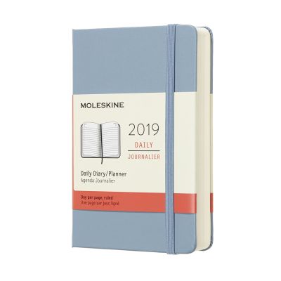 2019 Moleskine Notebook Cinder Blue Pocket Daily 12-month Diary Hard