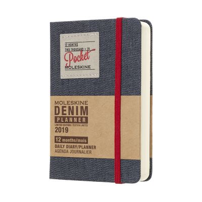 2019 Moleskine Denim Limited Edition Notebook Black Pocket Daily 12-month Diary