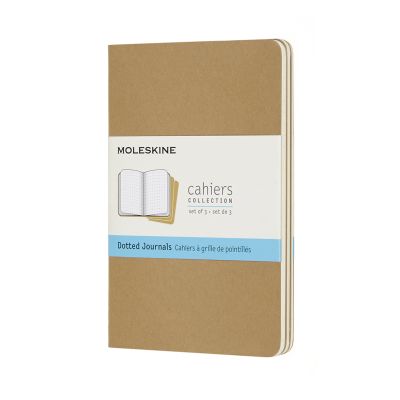 Set Of 3 Moleskine Pocket Dotted Cahier Journals: Kraft Brown
