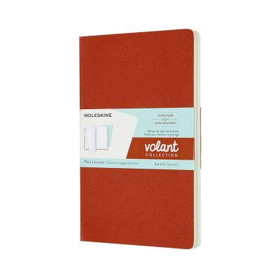 Volant Journals Large Plain Coral Orange Aqua.Blue