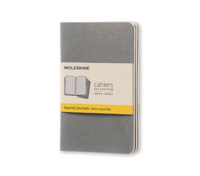 Moleskine Pebble Grey Squared Cahier Pocket Journal (3 Set)